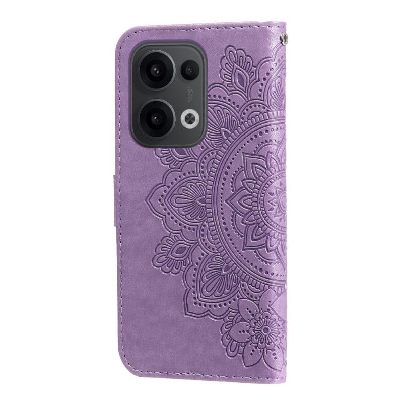 Læder Cover Oppo Reno 13 5g Telefon Etui Mandala-print Med Rem