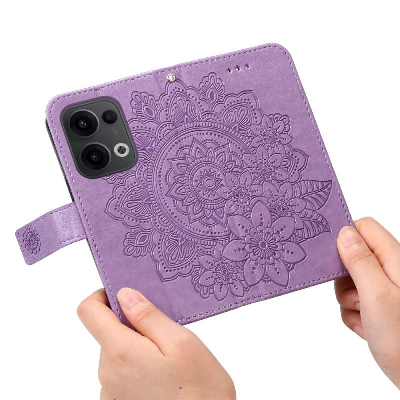 Læder Cover Oppo Reno 13 5g Telefon Etui Mandala-print Med Rem