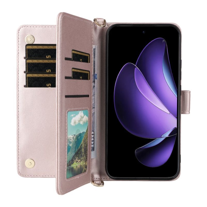 Læder Cover Oppo Reno 13 5g Telefon Etui Retrodesign Med Rem Og Skulderrem