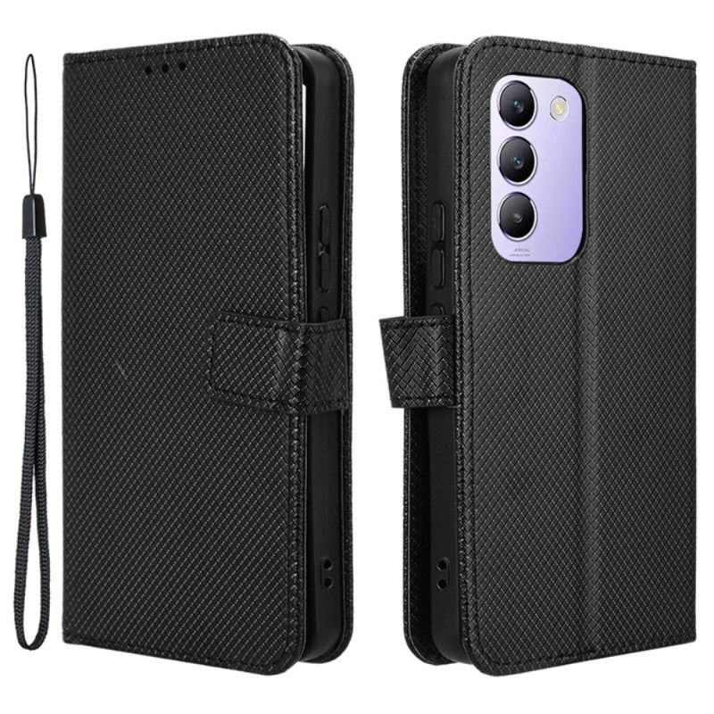 Læder Cover Vivo V40 Se 5g Telefon Etui Diamanttekstur