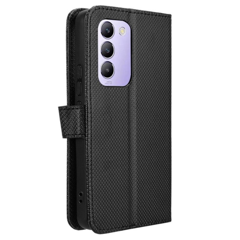 Læder Cover Vivo V40 Se 5g Telefon Etui Diamanttekstur