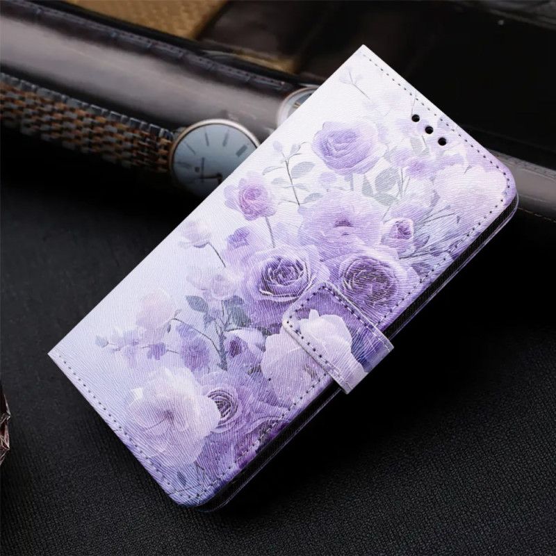 Case Xiaomi 17 Pro Max Telefon Etui Klap-pung - Pink/lilla Mønster Med Håndledsrem