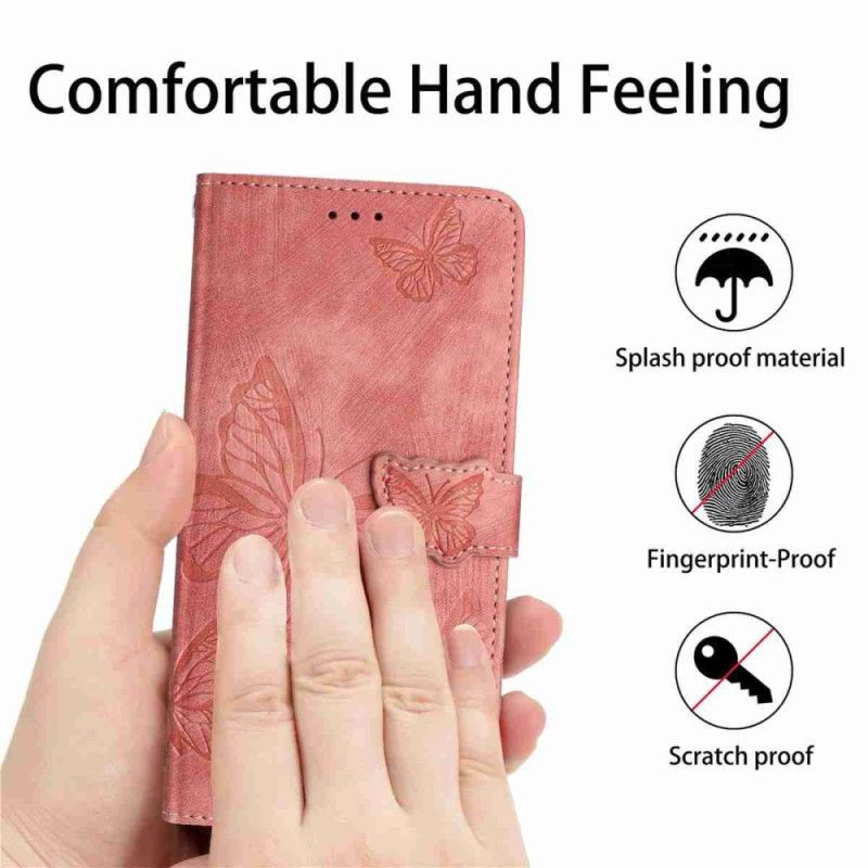 Flip Cover Til Xiaomi 17 Pro Max Sommerfugledesign Med Ruskindseffekt