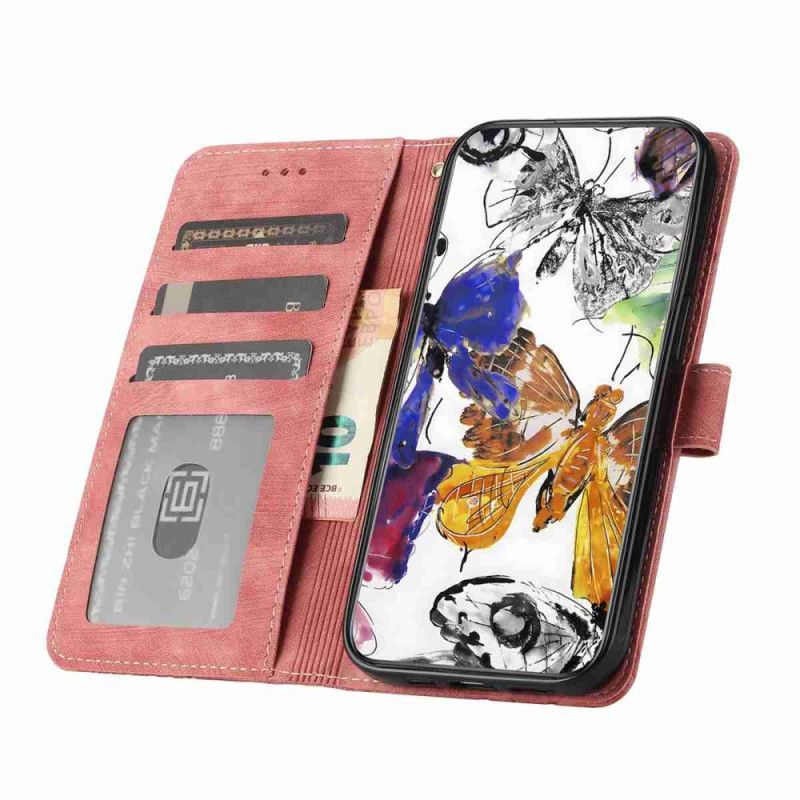 Flip Cover Til Xiaomi 17 Pro Max Sommerfugledesign Med Ruskindseffekt