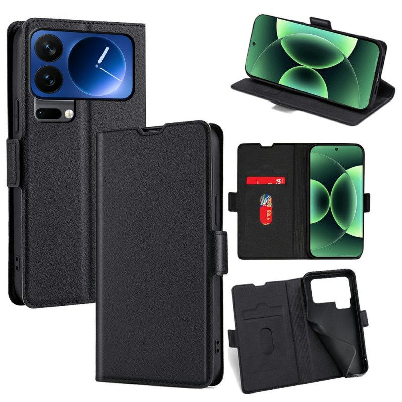Flip Cover Xiaomi 17 Pro Max Dobbelt Lås I Kunstlæder