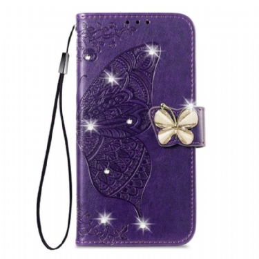 Flip Cover Xiaomi 17 Pro Max Sommerfugl Og Rhinsten