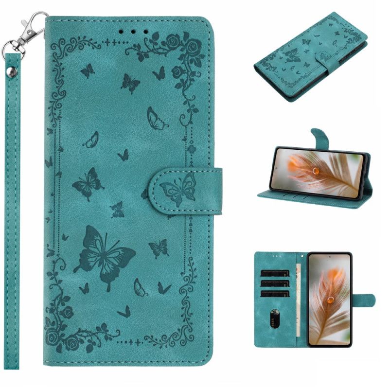 Flip Cover Xiaomi 17 Pro Max Sommerfugle Med Ruskindseffekt