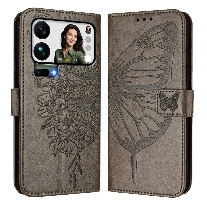 Flip Cover Xiaomi 17 Pro Max Sommerfugledesign Med Snor