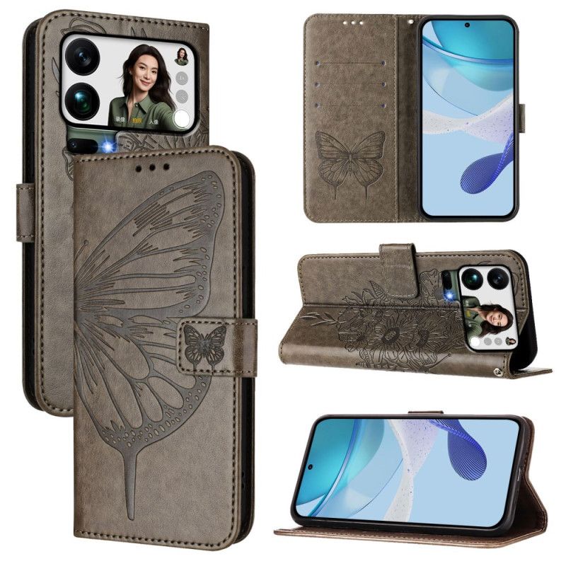 Flip Cover Xiaomi 17 Pro Max Sommerfugledesign Med Snor