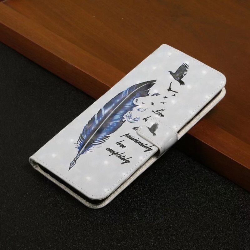 Læder Cover Xiaomi 17 Pro Max Telefon Etui Blå Fjer