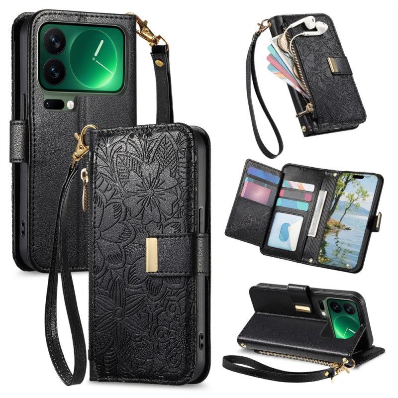 Læder Cover Xiaomi 17 Pro Max Telefon Etui Pung Med Blomstermønster