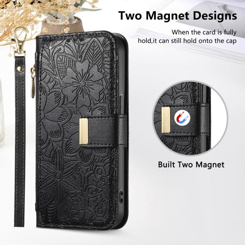 Læder Cover Xiaomi 17 Pro Max Telefon Etui Pung Med Blomstermønster