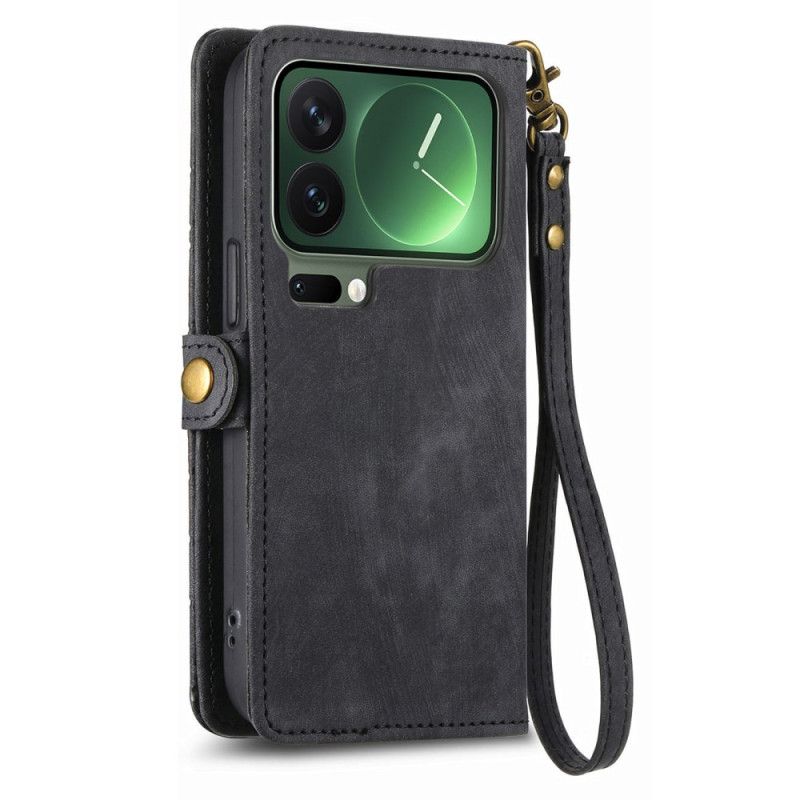 Læder Cover Xiaomi 17 Pro Max Telefon Etui Pung Med Geometrisk Design
