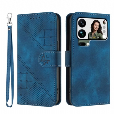 Læder Cover Xiaomi 17 Pro Max Telefon Etui Sommerfugle- Og Geometrisk Design