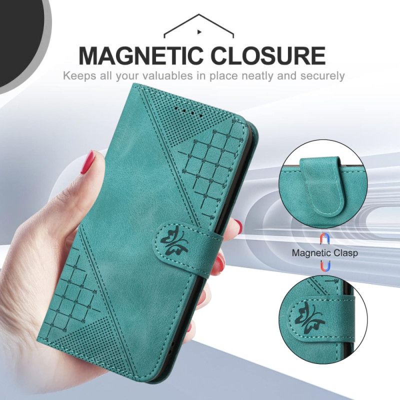 Læder Cover Xiaomi 17 Pro Max Telefon Etui Sommerfugle- Og Geometrisk Design
