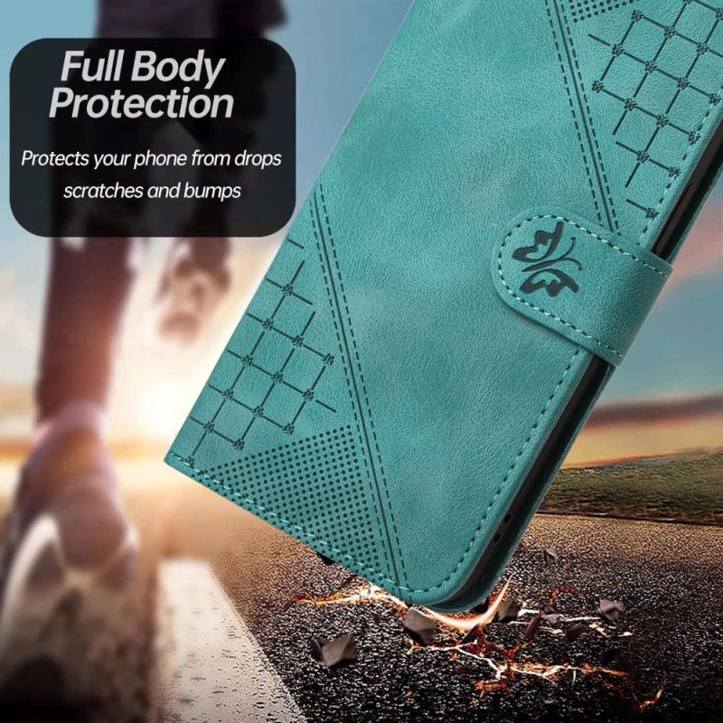 Læder Cover Xiaomi 17 Pro Max Telefon Etui Sommerfugle- Og Geometrisk Design