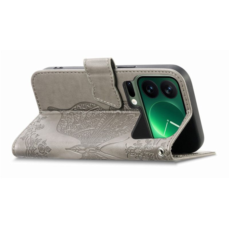 Læder Cover Xiaomi 17 Pro Max Telefon Etui Sommerfugledesign