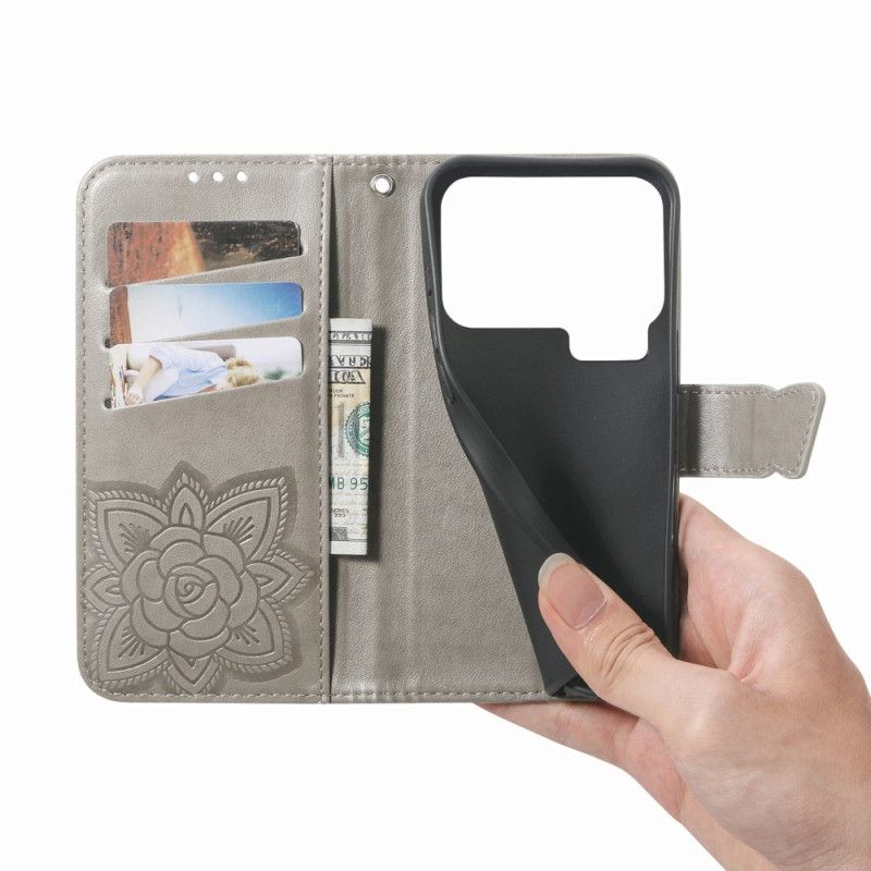 Læder Cover Xiaomi 17 Pro Max Telefon Etui Sommerfugledesign