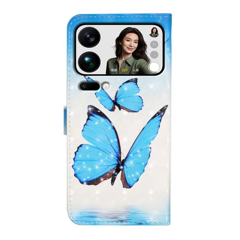 Læder Cover Xiaomi 17 Pro Max Tre Sommerfugle