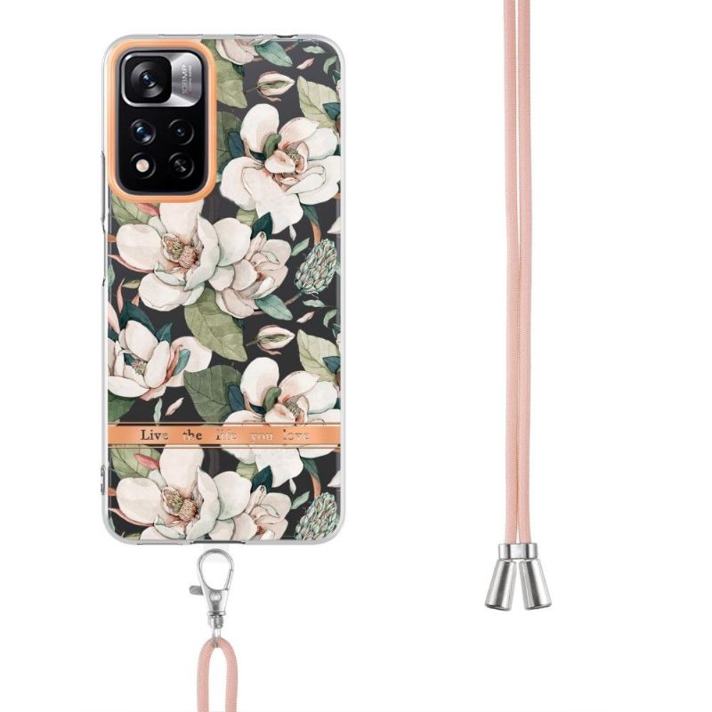 Cover Xiaomi Redmi Note 11 Pro Plus 5G Med Snor Hvidblomst Gardenia