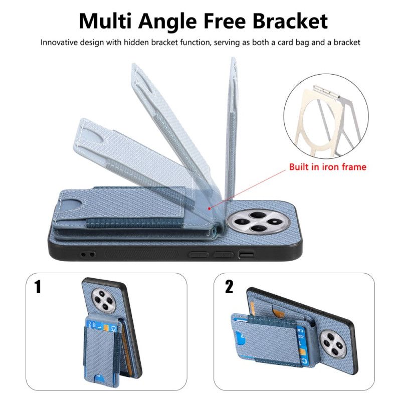 Cover Poco C75 Telefon Etui Kortholder Og Stativ I Kulfiber