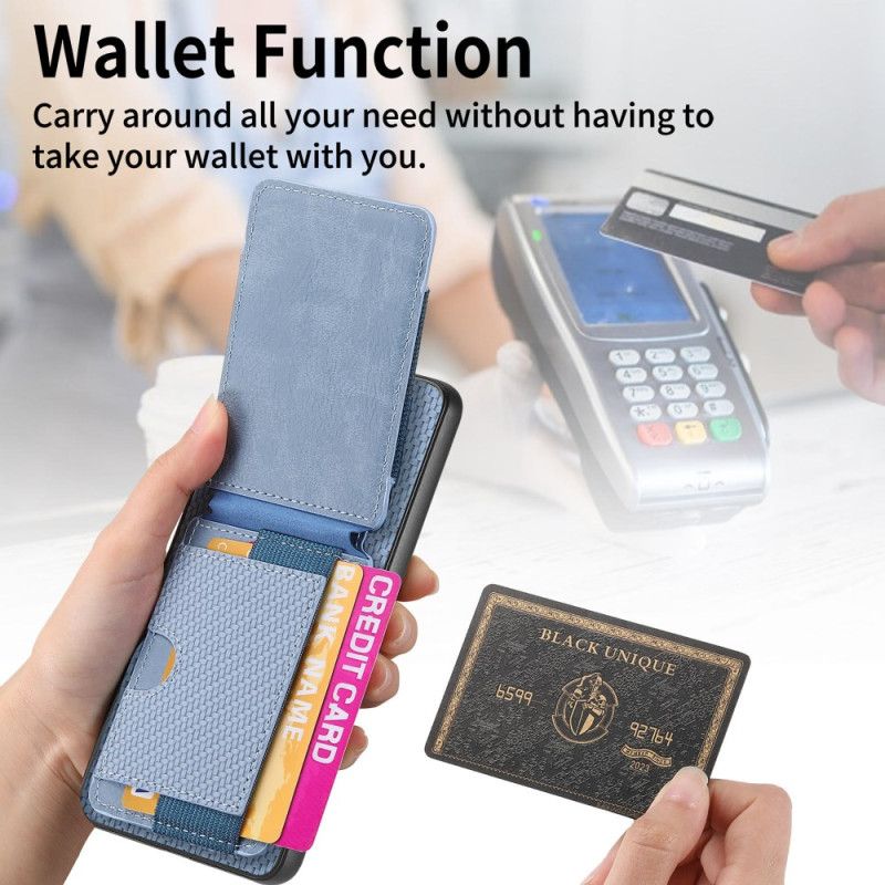 Cover Poco C75 Telefon Etui Kortholder Og Stativ I Kulfiber