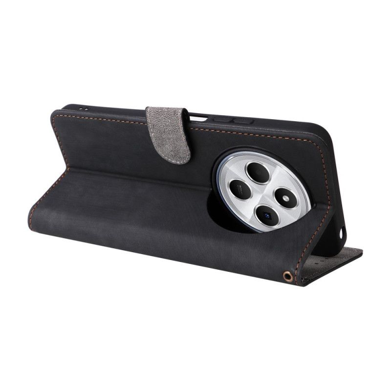 Flip Cover Poco C75 Rfid-blokering Med Ruskindseffekt Og Rem