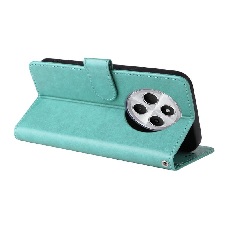 Flip Cover Til Poco C75 Blomster Og Sommerfugle Med Snor