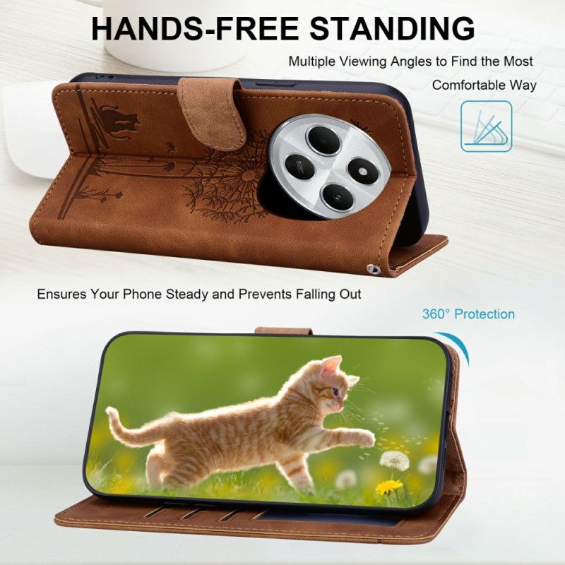 Flip Cover Til Poco C75 Mælkebøttemønster Med Rem