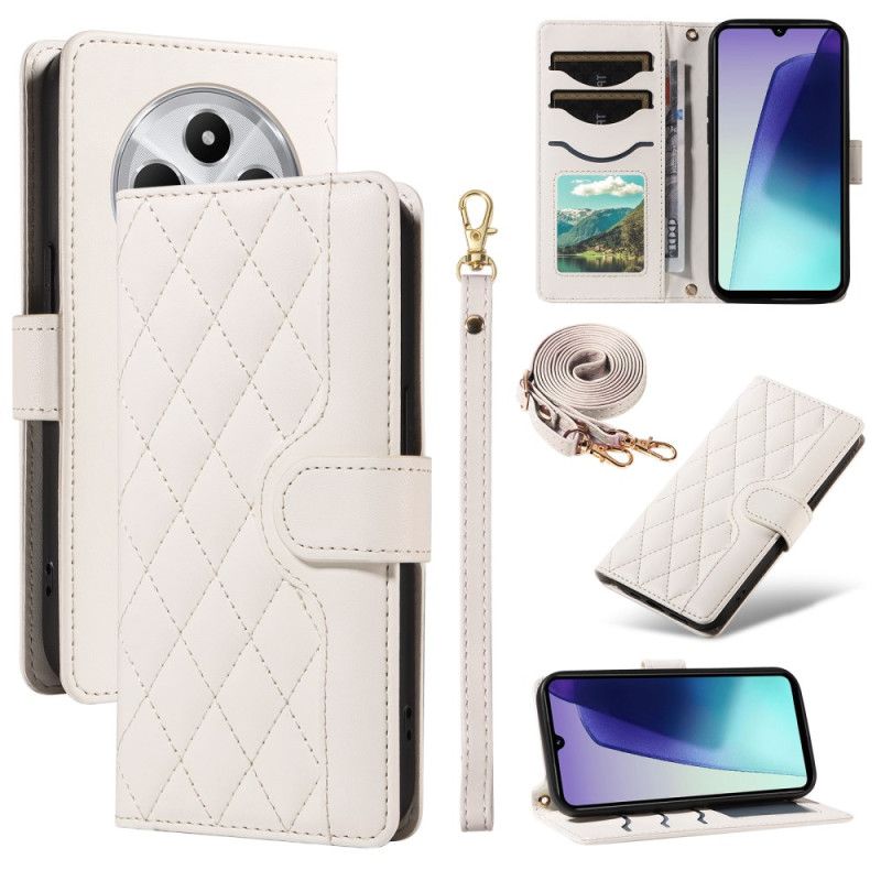 Flip Cover Til Poco C75 Quiltet Med Skulderrem Og Armbånd