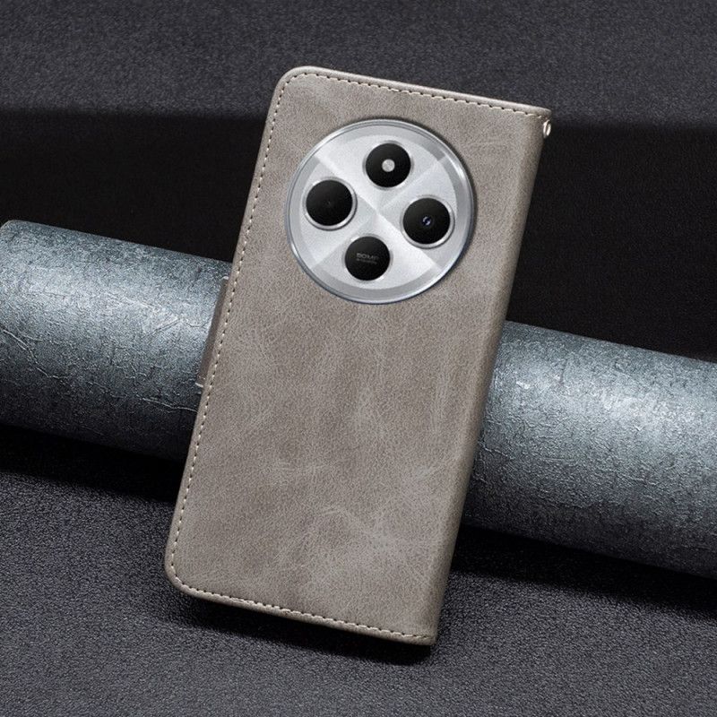 Læder Cover Poco C75 Glat Tekstur Med Rem