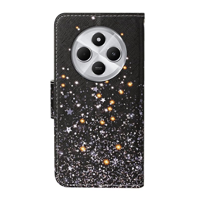 Læder Cover Poco C75 Sort Pentagram-patchwork Med Rem