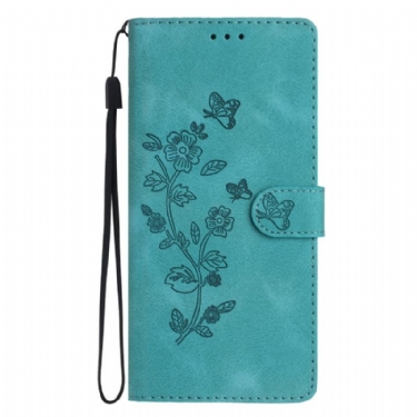 Læder Cover Poco C75 Telefon Etui Blomsterprint