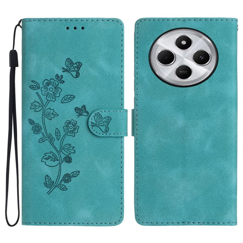 Læder Cover Poco C75 Telefon Etui Blomsterprint