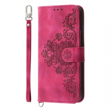 Læder Cover Poco C75 Telefon Etui Blonde Med Ruskindseffekt Og Rem Og Skulderrem