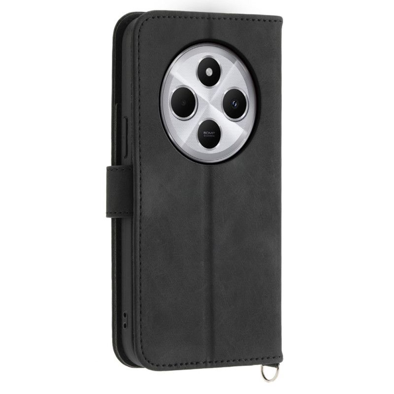 Læder Cover Poco C75 Telefon Etui Blonde Med Ruskindseffekt Og Rem Og Skulderrem