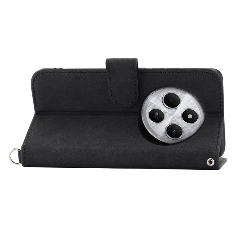 Læder Cover Poco C75 Telefon Etui Blonde Med Ruskindseffekt Og Rem Og Skulderrem