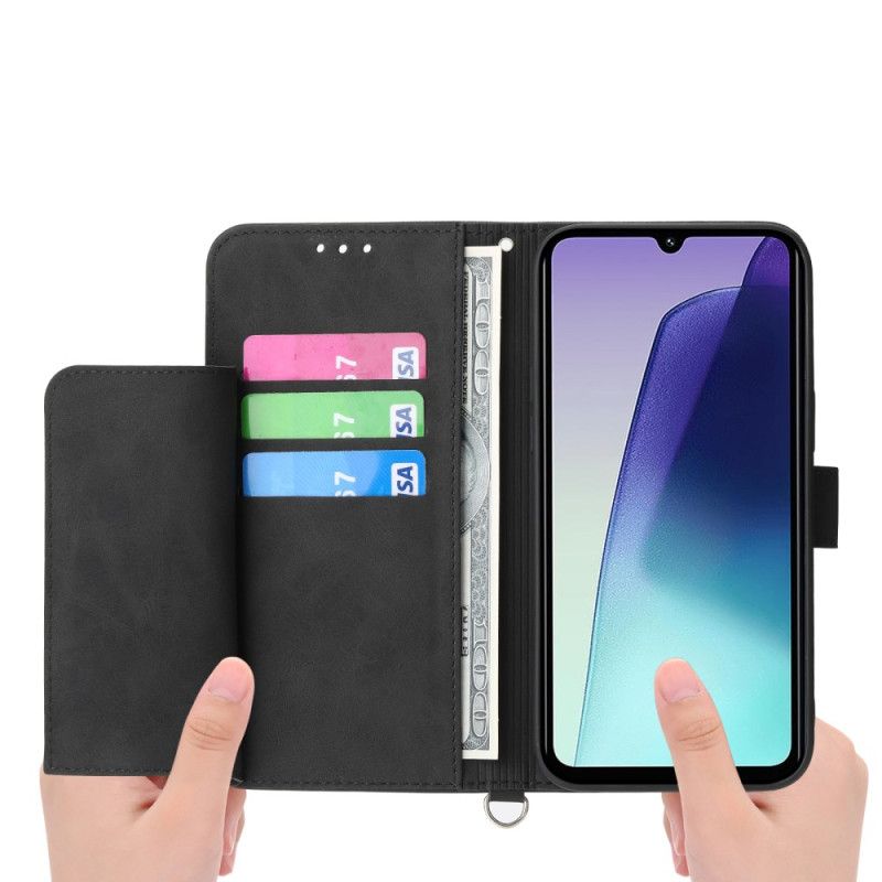 Læder Cover Poco C75 Telefon Etui Blonde Med Ruskindseffekt Og Rem Og Skulderrem