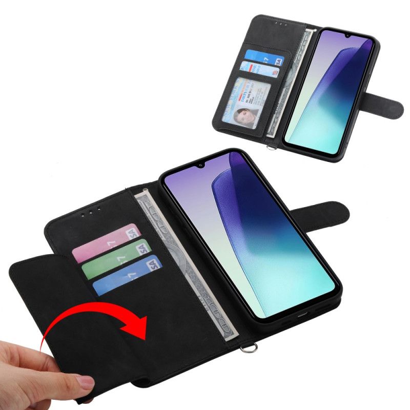 Læder Cover Poco C75 Telefon Etui Blonde Med Ruskindseffekt Og Rem Og Skulderrem