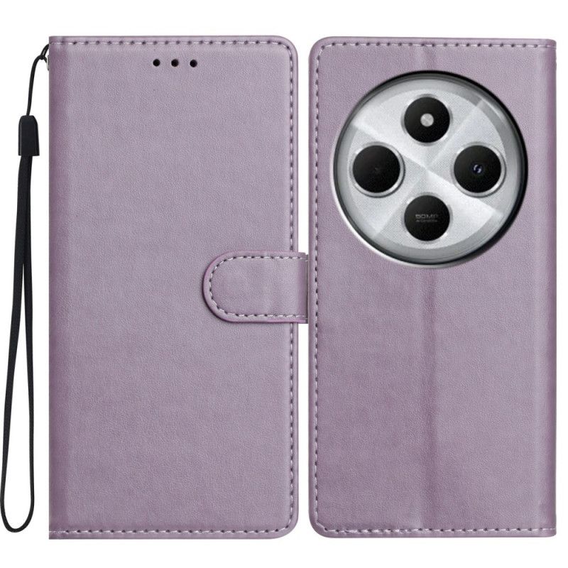 Læder Cover Poco C75 Telefon Etui Ensfarvet Lædereffekt Med Rem