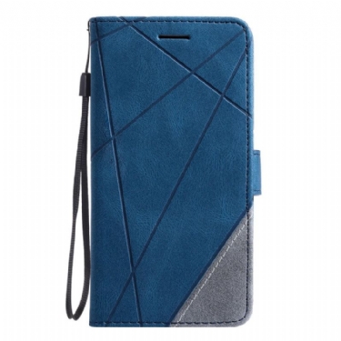 Læder Cover Poco C75 Telefon Etui Geometrisk Mønster Med Rem