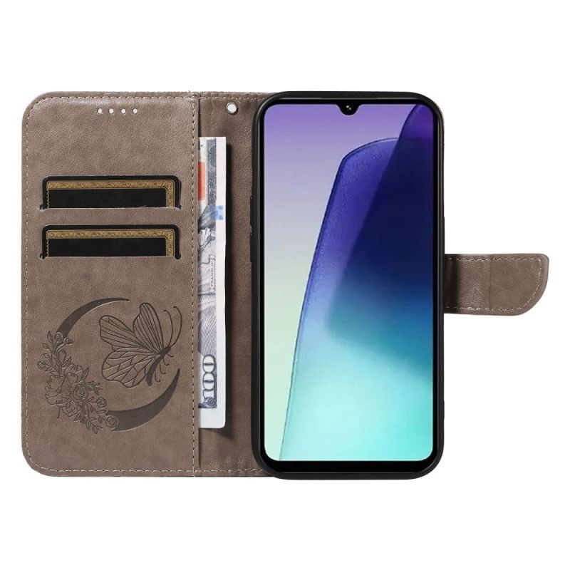 Læder Cover Poco C75 Telefon Etui Grafisk Sommerfugl