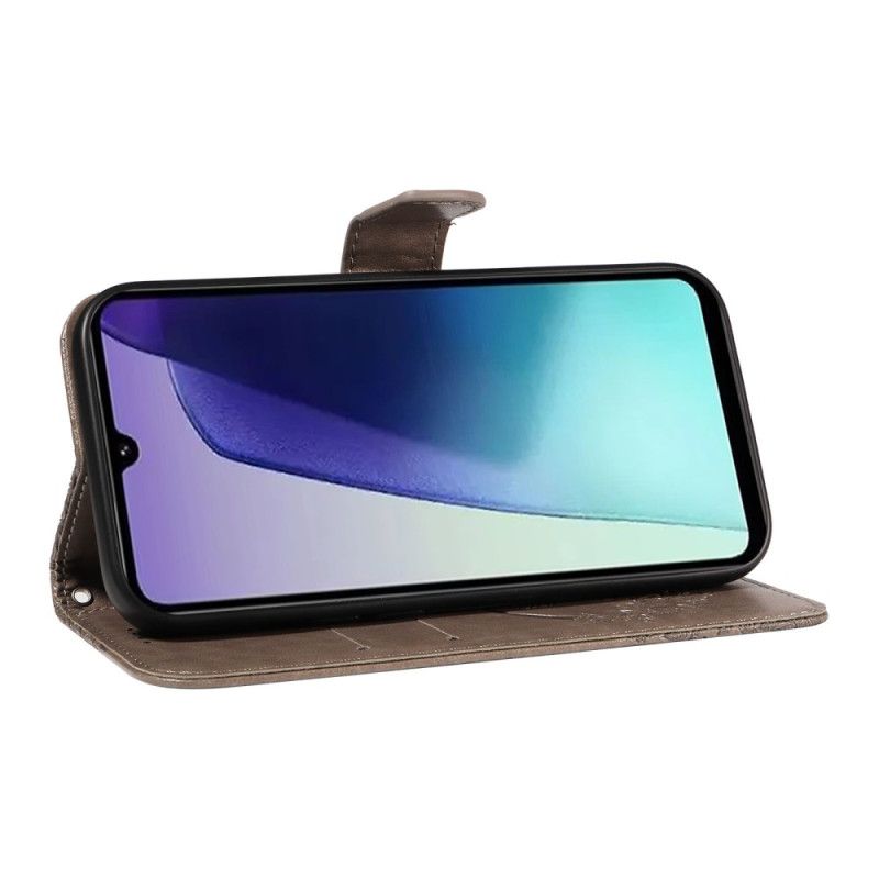 Læder Cover Poco C75 Telefon Etui Grafisk Sommerfugl