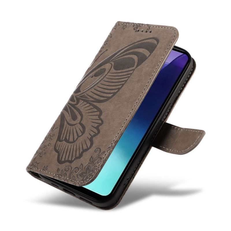 Læder Cover Poco C75 Telefon Etui Grafisk Sommerfugl