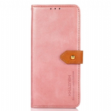 Læder Cover Poco C75 Telefon Etui Guldknap Khazneh