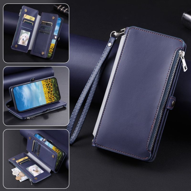 Læder Cover Poco C75 Telefon Etui Møntpung Med Rem Og Skulderrem