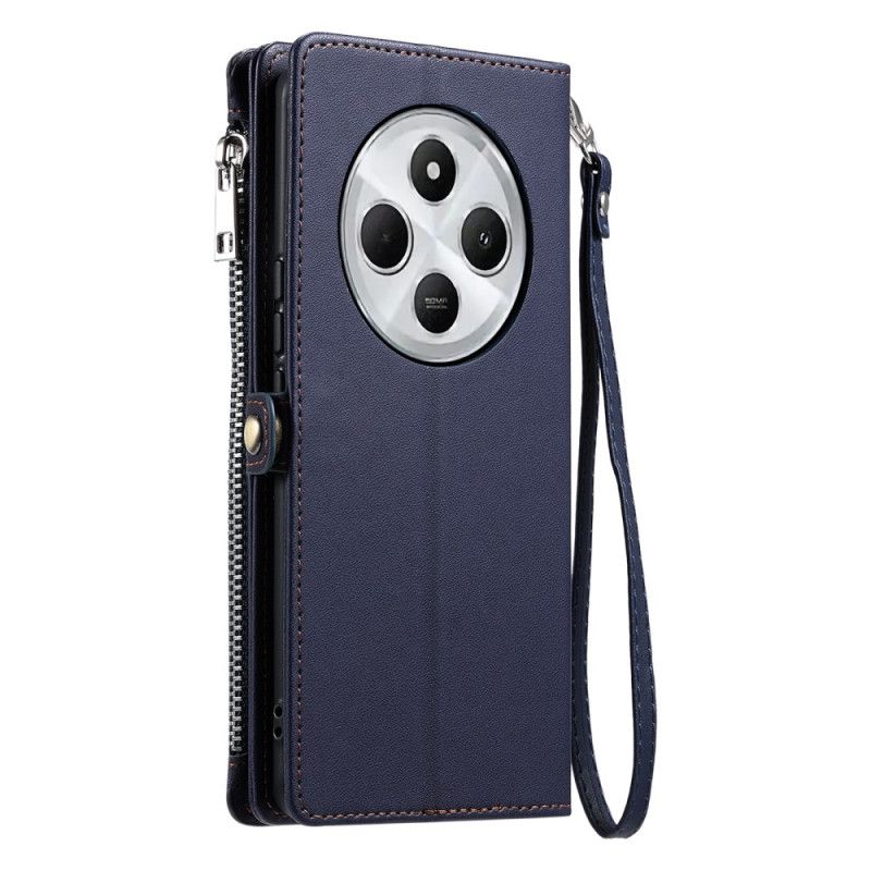 Læder Cover Poco C75 Telefon Etui Møntpung Med Rem Og Skulderrem