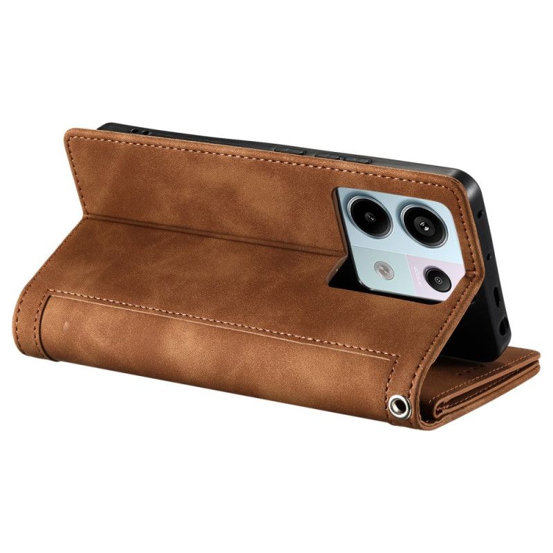 Læder Cover Poco C75 Telefon Etui Multifunktionel Med Rem