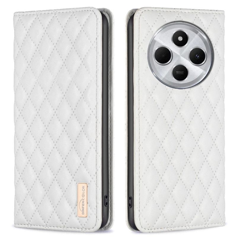 Læder Cover Poco C75 Telefon Etui Quiltet Binfen-farve