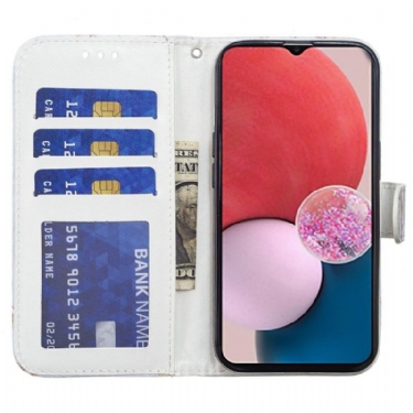 Flip Cover Samsung Galaxy A13 4G Påfugleblomst